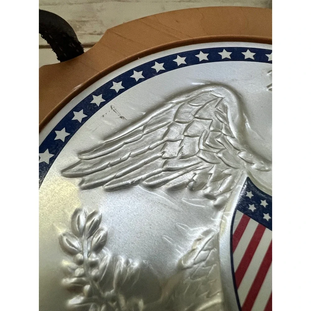 VTG Longaberger American Eagle Basket 2005 Round Patriotic Red Blue Small 6in